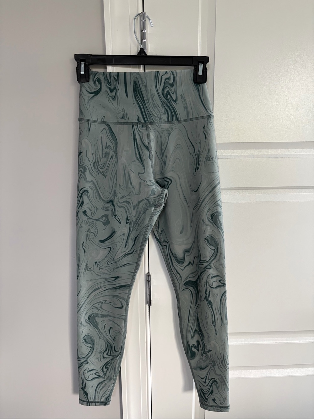 Spiritual Gangster Marble-Print High-Waist Leggings in Sage and Dark Teal